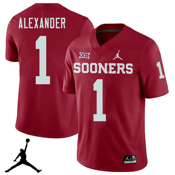 Jordan Brand Men #1 Dominique Alexander Oklahoma Sooners 2018 College Football Jerseys Sale-Crimson